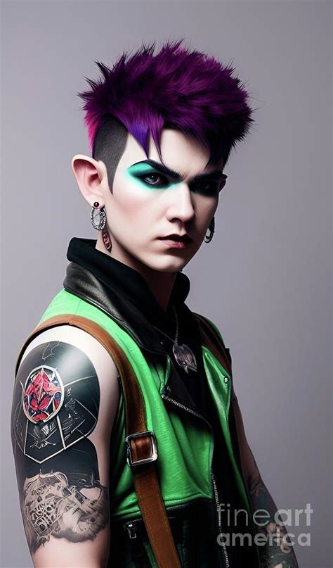 Punk Male Elf With Purple Hair Digital Art By Julie Kaplan Fine Art