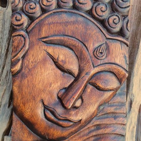 Buddha Image Panel Thai Carved Wood Wall Hanging Zen Home Decor