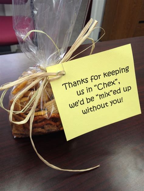 A good customer and client appreciation gift is gifting anything that makes your clients feel appreciated and expresses gratitude for doing. Volunteer Appreciation! Thanks for keeping us in "chex ...