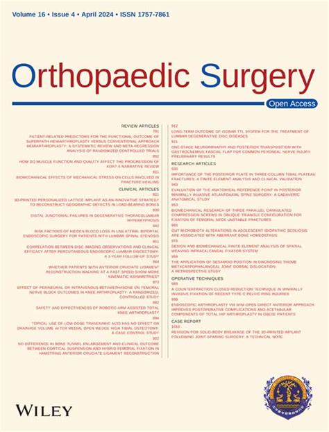 Orthopaedic Surgery Wiley Online Library