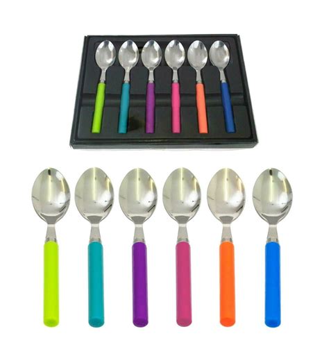 6pc Teaspoon Stainless Steel Tea Spoon Set With Plastic Handle