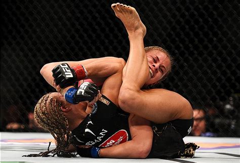 Newark Nj April 18 Felice Herrig And Paige Vanzant Grapple In Their Women S Strawweight Bout