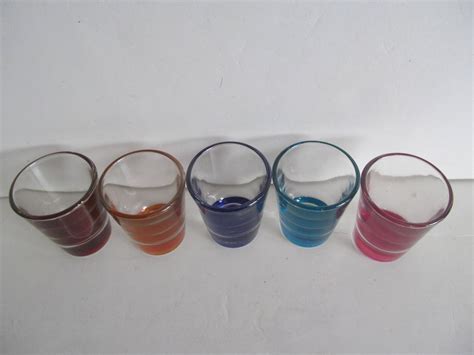 Atomic Bar Ware 60s Vintage Colored Shot Glasses Shot Glass Etsy
