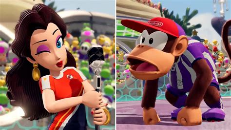 Mario Strikers Battle League Dlc All Pauline Diddy Kong Animations Hyper Strikes Youtube