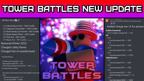 July 4th Big Update Roblox Tower Battles Youtube