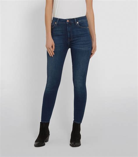 7 For All Mankind Blue Aubrey Skinny Slim Illusion Jeans Harrods UK