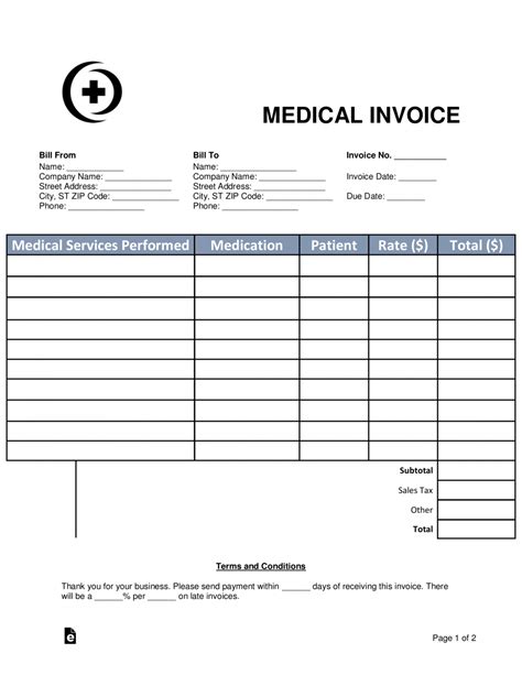Editable Free Medical Invoice Template Word Pdf Eforms Free Medical