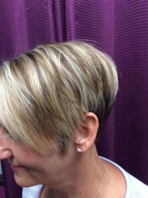 Hi/low lights and cite stacked pixie Short Stacked Bob Haircuts, Short