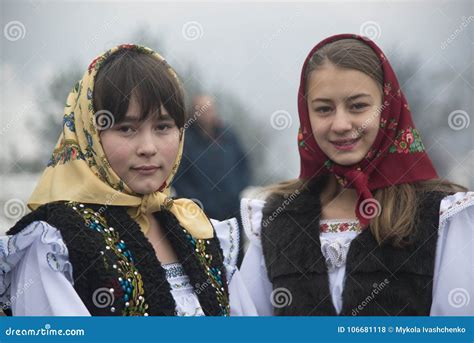 Girls Dressed In Traditional Romanian Clothes Editorial Stock Photo