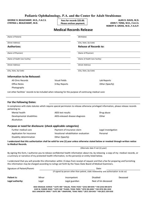30 Medical Release Form Templates Templatelab