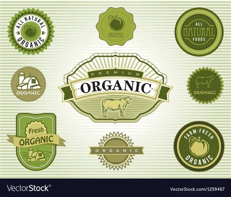 Set Organic Food Labels Royalty Free Vector Image
