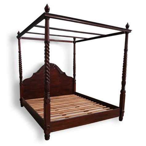 Solid Mahogany Wood Colonial 4 Poster Bed Queen King Size Turendav Australia Antique