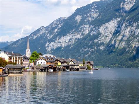 Hallstatt A Small Village Located At The Lake Side Stock Photo
