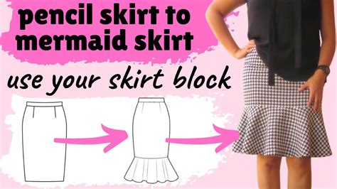 Easy Mermaid Skirt From A Basic Pencil Skirt Draftingsewing Tutorial