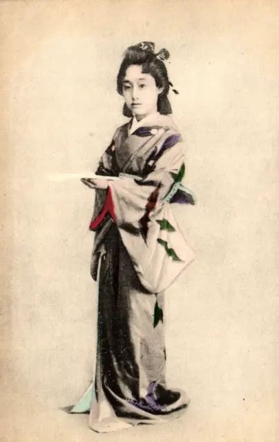 Vintage Postcard Beautiful Japanese Geisha Woman Girl Standing Hand Tinted Color 709 Picclick