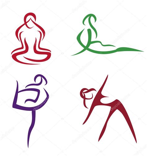 Yoga Poses Symbols Set Sketch In Simple Lines Part3 Premium Vector In