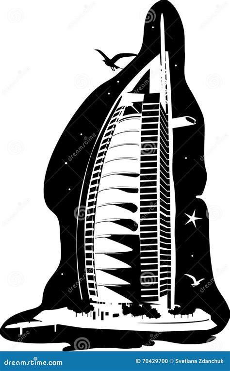 Burj Al Arab Silhouette Stock Vector Illustration Of Classical 70429700