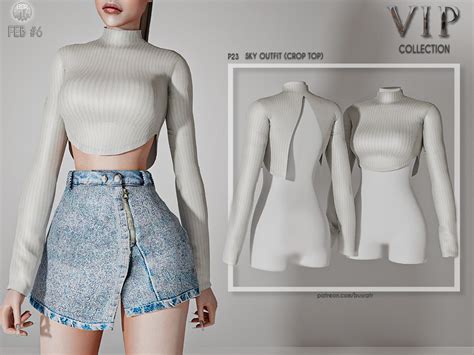 Sky Outfit Crop Top P23 By Busra Tr At Tsr Sims 4 Updates