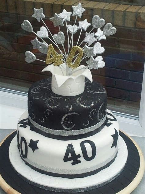 Black And Bling 40th Cake With Images 40th Cake 40th Birthday Cakes