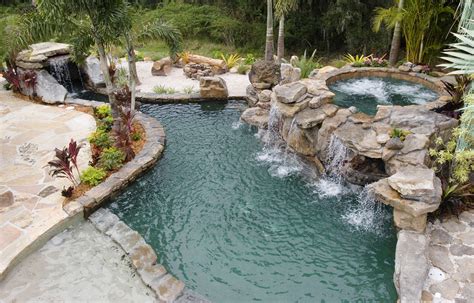 Natural Stone Grotto Waterfall With Elevated Spa Lucas
