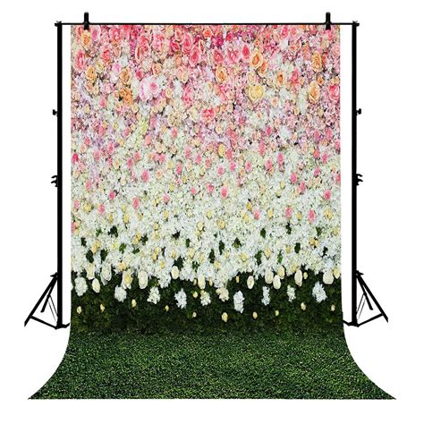 Gckg 7x5ft Flowers Wall Lawn Interior Grass Wedding Polyester