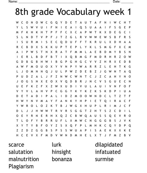 8th Grade Vocabulary 1 Word Search Wordmint