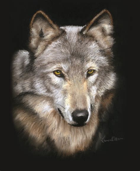 Wolf Face Painting By Karen Elkan
