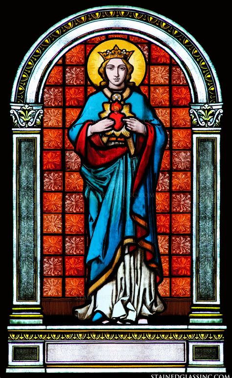Mary And The Immaculate Heart Religious Stained Glass Window