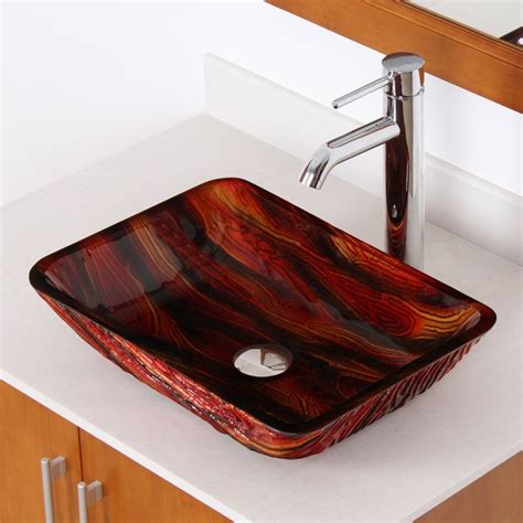 Shop Elite 1419 Lava Rock Rectangle Tempered Glass Bathroom Vessel Sink