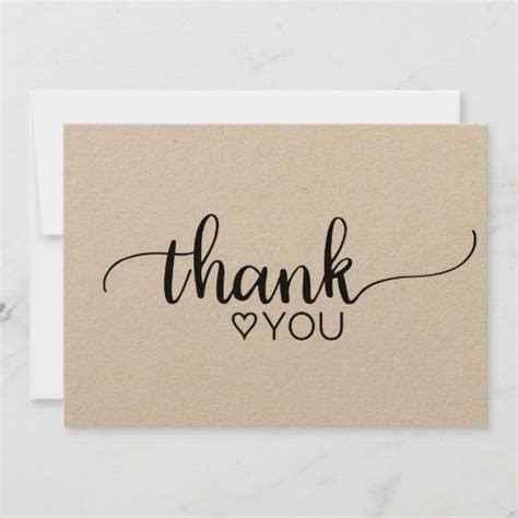 Rustic Kraft Calligraphy Thank You Zazzle Hand Lettering Cards
