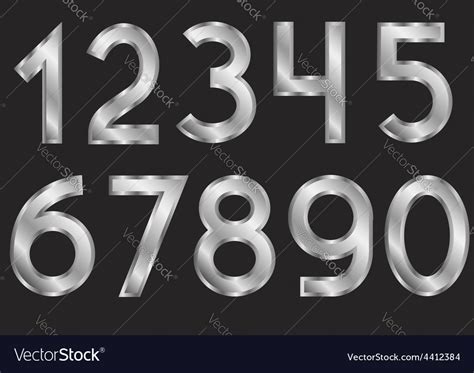 Silver Numbers Royalty Free Vector Image Vectorstock