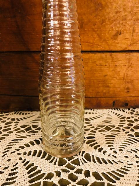Old Ribbed Clear Glass Bottle Etsy