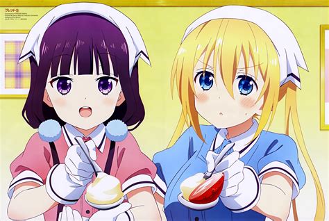 2girls Blends Blondehair Blueeyes Food Fruit Gloves Hinatakaho