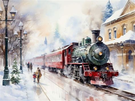 Vintage Train At Christmas Free Stock Photo Public Domain Pictures