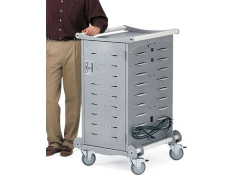 The vert charging station has three charging ports: Ergotron LTSC20WH/SM Charging Cart for Laptops | Touchboards
