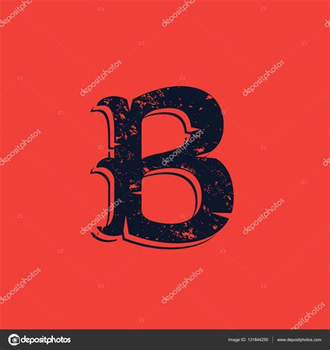 B Letter Logo In Vintage Western Victorian Grunge Style Stock Vector