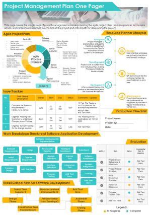 Project Management Plan One Pager Presentation Report Infographic Ppt Pdf Document