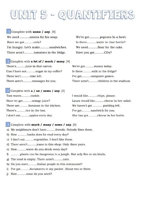 Quantifiers Some Any Much Many A Lot Of Online Worksheet For Intermediate You Can Do The