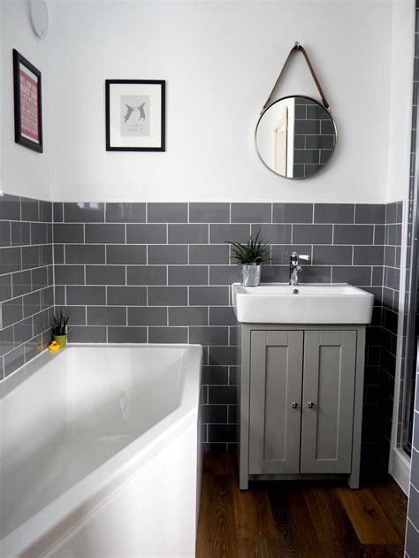 This beautiful grey bathroom has mixed things up a little by adding a stunning section of floor to ceiling patterned tiles. Our New Bathroom Renovation | Bathroom remodel cost ...