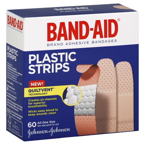 Band Aid Adhesive Bandages Plastic Strips All One Size 60 Bandages