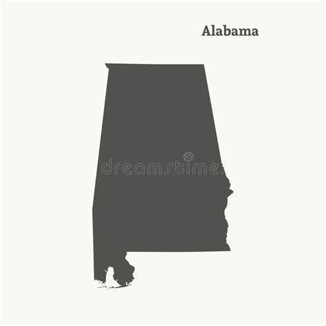 Outline Map Of Alabama Vector Illustration Stock Vector