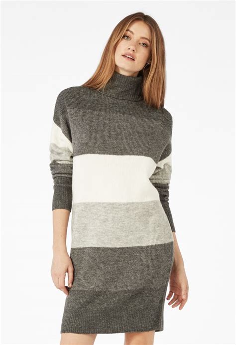 Colorblock Sweater Dress In Grey Multi Get Great Deals At Justfab