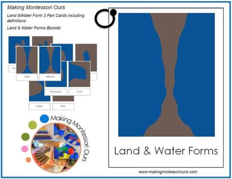 Montessori Land And Water Form 3 Part Cards With Definitions Booklet