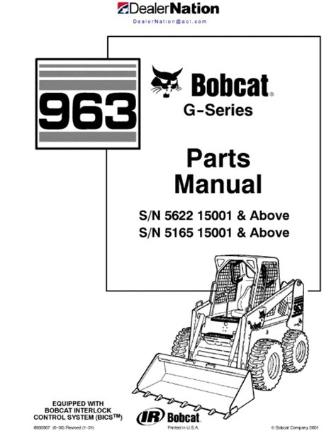 Bobcat 963 Skid Steer Loader Master Illustrated Parts List Manual Book