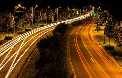 Hd Wallpaper Timelapse Photography Of Passing Cars In Two Highways