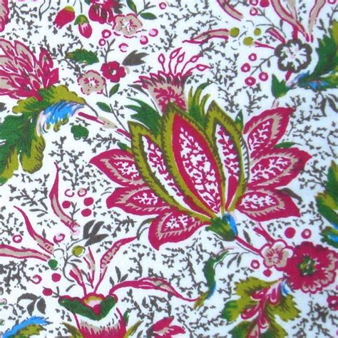 Cotton Fabric Print Pink And Green Indian Style By Pallavik Fabric