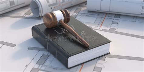 Construction Labor Law Concept Judge Gavel And Book On Project