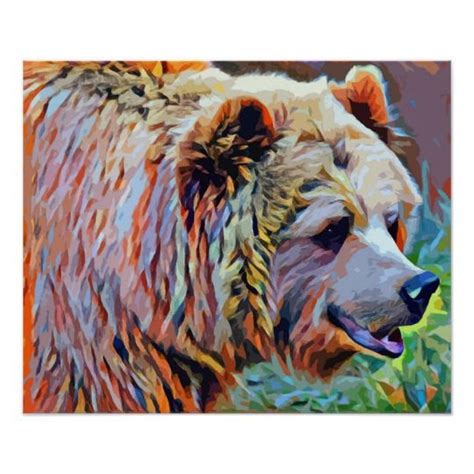 Montana Grizzly Bear Original Abstract Art Poster Zazzle Original