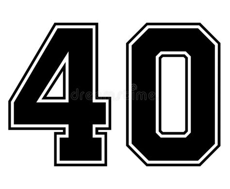 40 Classic Vintage Sport Jersey Number In Black Number On White