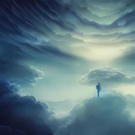 An Angel On The Cloud In The Dreamy Blue Sky Stock Illustration